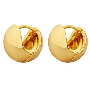 Solid & Round Gold Color Titanium Steel Earrings
